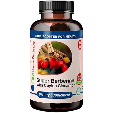 TrueMed Super Berberine with Ceylon Cinnamon Absorbable Regular Supports Cardiovascular Health, Blood Sugar Management & Overall Wellness 250 mg Dihydroberberine 4000mg Ceylon Cinnamon 30 Veg Capsules Cover