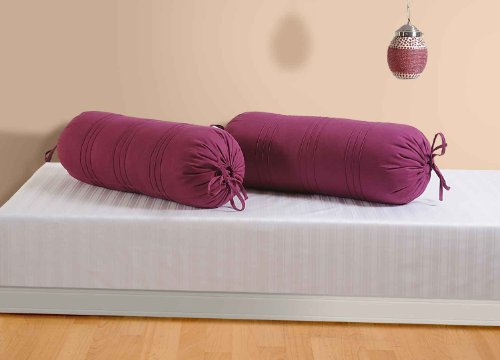 Image of Swayam Set of 2 Cotton Bolster Cover | 30x30 Inch | Soft Breathable Masnad Cover 200TC | Durable & Washable | Solid Bolster Cover for Diwan, Bed & Sofa - Maroon