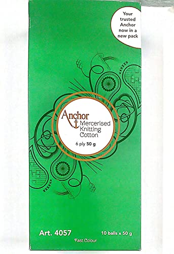 Image of Anchor Mercerised Premium Knitting Crochet Cotton Thread Yarn Balls for Knitting, Weaving, Embroidery and Craft Making Fast Color (Pack of 2 Rolls) (Shade 920)