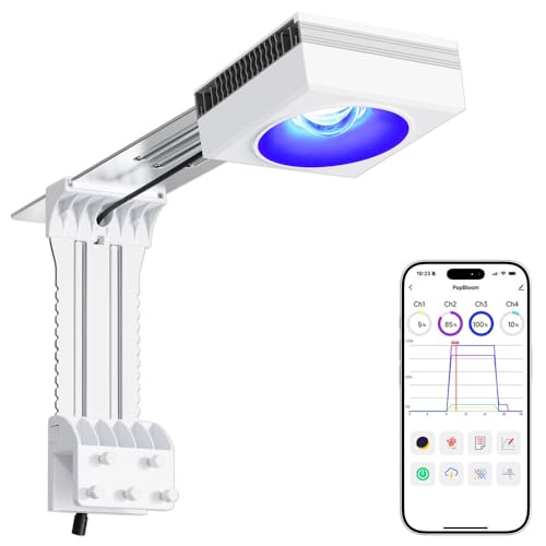 Image of Popbloom RL90 Aquarium LED Reef Light 100W, Smart-APP Control Full Spectrum Marine LED for Saltwater Coral Fish Tanks (White, RL90 Smart APP Control)