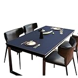 YAHUO PUレザー テーブルマット テーブルクロス デスクマット 長さ40cm-180cm テーブルカバー 防水 耐久 汚れ防止 ネイビー 90*150cm