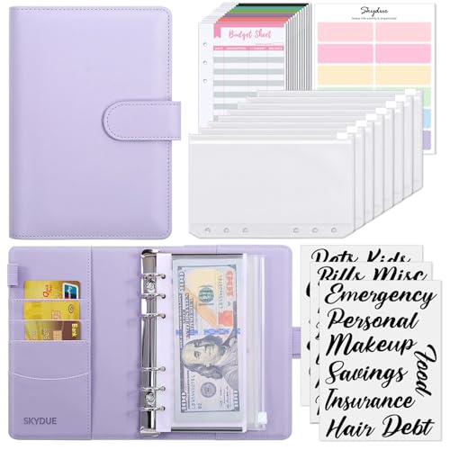 SKYDUE Budget Binder, Money Saving Binder with Zipper Envelopes, Cash Envelopes and Expense Budget Sheets for Budgeting