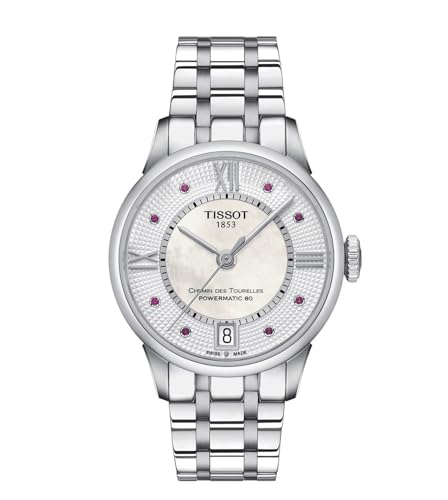 Tissot Chemin Des Tourelles blanco madre de Pearl Rubies Dial señoras reloj T099.207.11.113.00