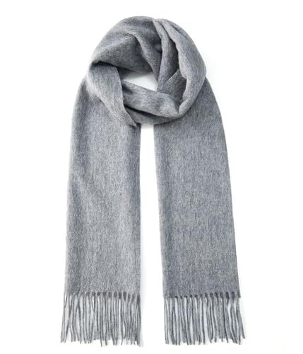 CAOZITOU Schal Damen, 100% Merinowolle Schal Herren, Warme Kaschmir Winterschal Kuschelig Schals Hellgrau