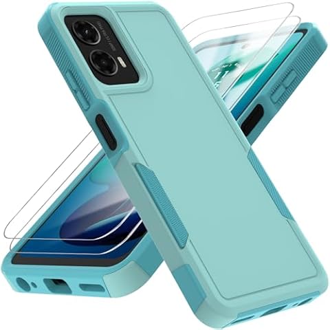 PhuLok Compatible with Moto G 5G 2024/Moto G 2024 Case with HD Screen Protector Heavy Duty Rugged Full-Body Shockproof Protection (Mint Green) Cover