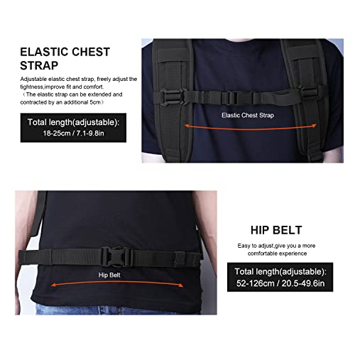 Mardingtop Bundle Items: 25L+60L Molle Tactical Backpack Black #TOP7