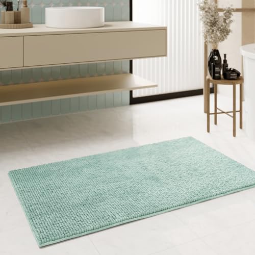 Moderner Chenille Badteppich von WECONhome Basics - rutschfest, Waschbar,...