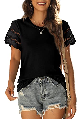Image of Wiholl Womens Tops Dressy Casual Short Sleeve Shirts Beach Vacation Clothes Summer Outfits