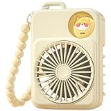 Vasiumic 2 ventole portatili con ciondolo a forma di cartone animato, ricaricabile tramite USB, silenzioso, per mini scrivania, colore bianco, per studenti, scuola, ufficio, viaggi (bianco)