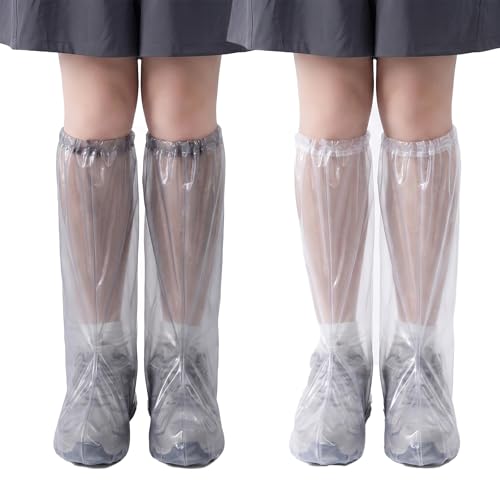 WUMZIRA 4 Pares Cubre Zapatos Impermeable Lluvia, Fundas para Botas de Talle Alto Protector Calzado Lluvia Antideslizante para Hombre y Mujer, Talla Única 35-45