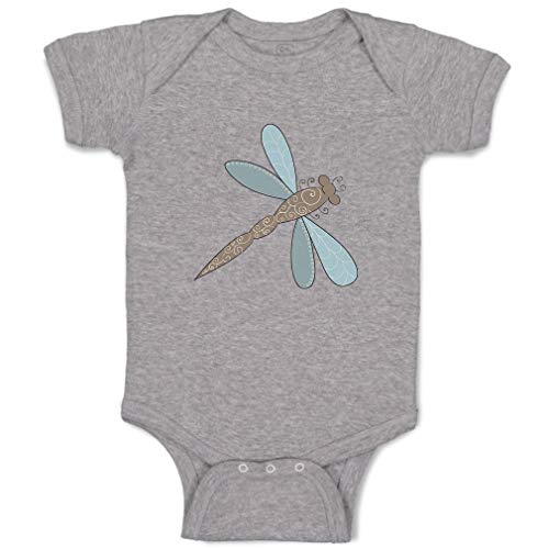 Image of Cute Rascals Custom Boy & Girl Baby Bodysuit Dragonfly Blue Funny Cotton Striped Baby Clothes