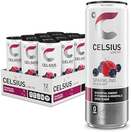 CELSIUS Sparkling Wild Berry, Sugar Free Energy Drink, 12 Fl Oz (Pack of 12)