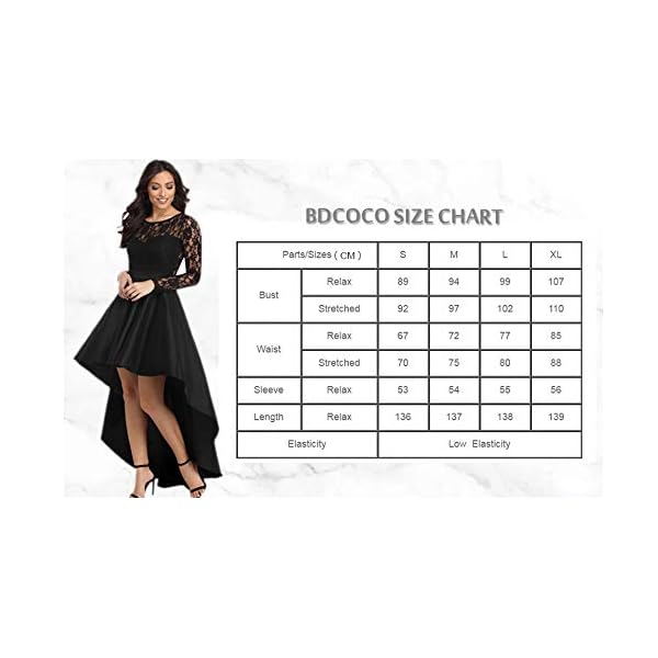 Bdcoco-Womens-Floral-Lace-Hi-Low-Cocktail-Party-Dress-Swing-Prom-Evening-Gowns Bdcoco Women's Floral Lace Hi Low Cocktail Party Dress Swing Prom Evening Gowns Black