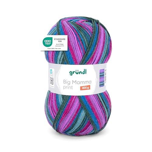 Gründl Big Mamma Print   Lana XXL para tejer   ovillo grande de 400 g / 1040 m   lana con degradado de color 100% poliacrílico   magenta azurblau taubenblau flaschengrün