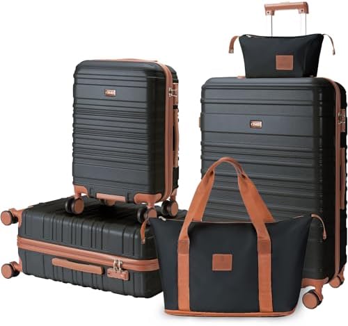 Luggage Set 5 Piece, Polycarbonate Luggage with TSA Locks,sturdy ...