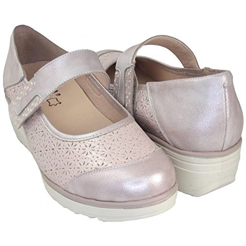 Merceditas en cuir de qualité rose clair ajouré 37 - 7