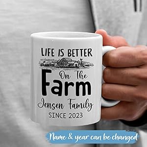 Life Is Better On The Farm Mug, Farmer Coffee Mugs, Custom Farming Gift for Family Friends, Agriculturist Gifts, Personalized Farm Travel Mug for Birthday Christmas, White Tea Cup 11oz, 15oz Life Is Better On The Farm Mug Farmer Coffee Mugs Custom Farming Gift for Family Friends Agriculturist Gifts Personalized Farm Travel Mug for Birthday Christmas White Tea Cup 11oz 15oz