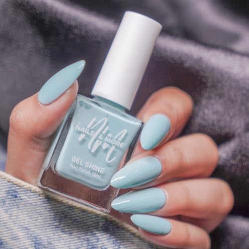 Image of Nails & More Light Blue Nail Polish, Argan Oil-Infused Gel Shine, Cool Blue Nails, Refreshing Look | 10ml