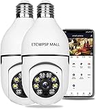 Light Bulb Camera WiFi Outdoor, 1080P Smart Light Bulb Camera Security Camera, Wireless Bulb Camera 360 Degree WiFi Outdoor Indoor Panoramic Camera (1PC-White)