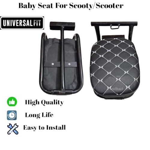 Image of AMB Scooty Activa Front Baby Seat | Foldable Kids Scooter Chair | Soft Cushion Comfort | Adjustable Secure Child Riding Seat | Durable Metal Frame Build | Universal Fit for All Scooters