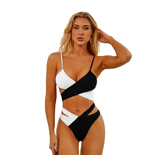 Bocabuety Costumi da Bagno Donna Bikini Due Pezzi Costume Mare Push up Halter Bikini Set Regolabile Sexy Brasiliana Beachwear Donna con Bikini Imbottito Abiti da Spiaggia （Nero, S