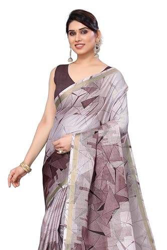 Image of MIRCHI FASHION Saree for Woman Cotton Blend Geometric Printed | Polished Professional Office Wear and Regular Daily Sari with Blouse Piece