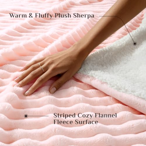Image of BEDELITE Soft Sherpa King Blanket for Couch, Fluffy Gift, Pink, 104x90