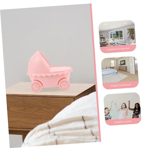 Lámpara de mesa noche forma cochecito rosa miniatura 2