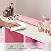 Paddie Beauty Manicure Table with Storage Drawers, Nail Desk for Nail Tech Acetone Resistant with Wrist Rest, Beauty Salon Workstation with Golden Base(Pink&Marble)