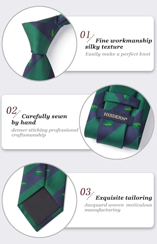 Image of HISDERN Ties for Men Classic Animal Tie and Pocket Square Set Jacquard Woven Silk Neckties Handkerchief Wedding Party