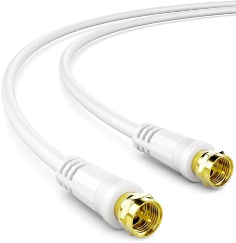 deleyCON 5m SAT TV Antennenkabel Koaxial Kabel F-Stecker 4K - Weiß | HDTV, 4-fach Schirmung, DVB-S, DVB-S2, Radio DAB, DVB-T2, Metallstecker