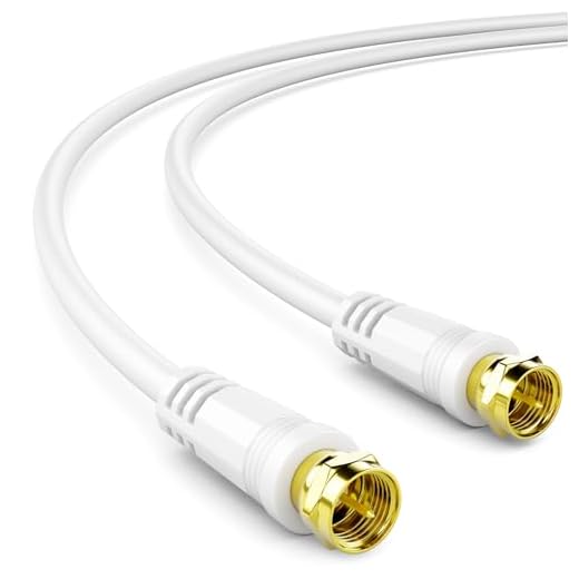 deleyCON 1m SAT TV Antennenkabel Koaxial Kabel HDTV 4-Fach Schirmung DVB-S DVB-S2 Radio DAB Vergoldete Metallstecker Weiß