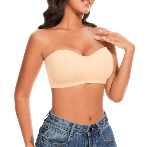 Image of Strapless Bras for Women Wireless Bandeau Bra Invisible Tube Tops Bra
