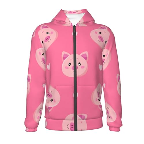Cartoon Pigs and Hearts Kid Hoodies Boys Zip Up Sweatshirts Girls Pullover with Pocket2