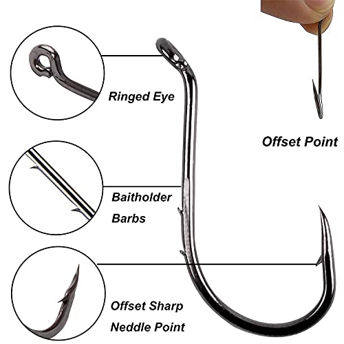 Octopus Köderhalter Angelhaken Octopus Kreis Haken J Haken Widerhaken Köder halten Offset Haken Extra Scharf für… – Bild 3