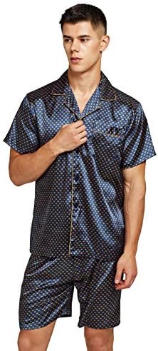 Men's Short Sleeve Satin Pajama Set with Shorts