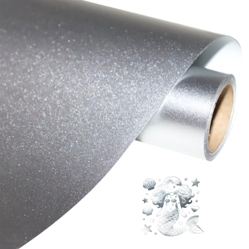 Image of Silver Heat Transfer Vinyl Silver HTV Rolls Pack 12Inch x 6Feet Iron on Vinyl for T-Shirts DIY Design, Silhouette Cameo & Heat Press Machine