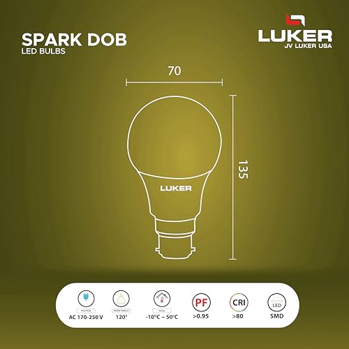 Image of LUKER JVLuker 15W LED Bulb B22 Base Energy Efficient 2 Star Light 120 Degree Wide Beam Coverage High CRI Surge Protection Lights for Home and Office, 1 Year Warranty (Pack of 1, Warm White)