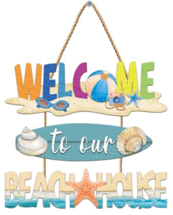 Bienvenue sur notre plage Panneau Décoration Murale Marine Style Bord de Mer