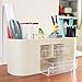 VACVOU Desktop Organizer with 3 Drawers, All-in-One Pencil Holder, Office Desk Storage Caddy, Beige