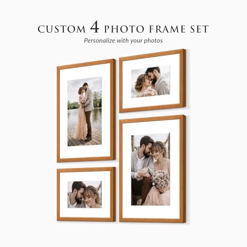 Image of Custom Personalized Photo Collage Framed Wall Art Painting Frames Set | Family Picture Frame Wall Decor Artwork for Living Room Bedroom | A3 + A4 Frame Combo Gallery Style | Personalized Home Decor Gift