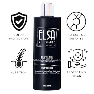 Gold Shampoo - Deep Cleansing - Hair - Argan Oil, Oil Macadamia, Keratin & Rice Protein Color Treated Hair Natural - Sulfate Free Shampoo - Free Parabens 33.8 Oz