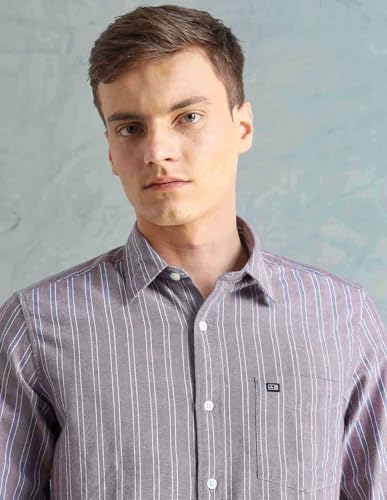 Image of Arrow Sport Men Slim fit Cotton Checked Long Sleeves Spread Collar Shirt