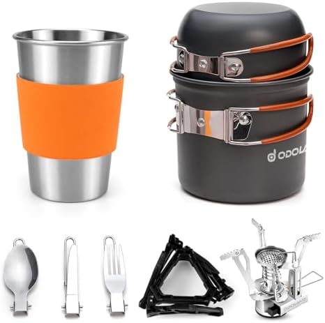 Odoland Camping Cookware Stove Carabiner Canister Stand Tripod an...