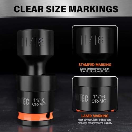 Image of 7pc 3 /8 inch Drive Impact Universal Swivel Socket Set