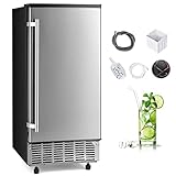 CHEFJOY Built-in Ice Maker, Under-Counter Ice Maker Machine with Drain Pump, LED Light, 24H Timer, 2