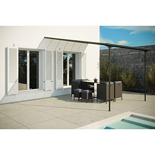 CONCEPT USINE | Tonnelle Murale en Aluminium | FERRATO 11,44 m²| Carport 3,75 x 3,05 m | Abri Extérieur Multifonctions | Toit Transparent en Polycarbonate 6 mm | Protection Optimale Contre Rayons UV