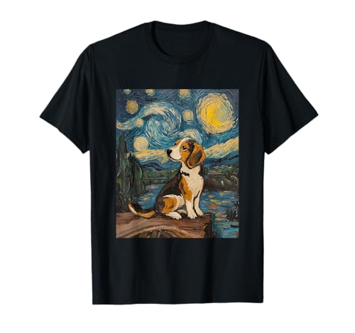 Beagle Dog - Van Gogh Style - Starry Night Graphic T-Shirt