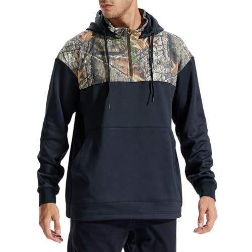 LOOGU Hunting Hoodies for Men Fleece Lining Performance Insulation Pullover Camo Hoodie Large Bk Tree
