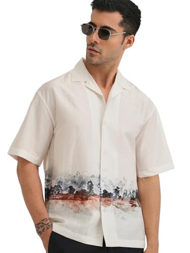Image of Pinkmint Men Printed Cotton Flex Shirt | Stylish Designer | Regular Fit Floral & Abstract Print Shirt for Men (Available in Plus Size)